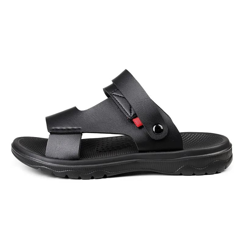 Summer Outdoor Sandals for Men Casual Sport Slippers PU Leather Non-slip Breathable Roman Shoes Beach Flip-Flop Garden Shoes2025