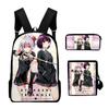 Classic Ayakashi Triangle Anime 3D Print 3pcs/Set Pupil School Bags Laptop Daypack Backpack Inclined Shoulder Bag Pencil Case