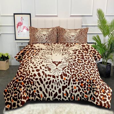Leopard Leopardendruck Dicke Steppdecke Druck Heimtextilien Steppdecke Druck Feder Seide Baumwolle Dreiteilige Bettbezüge