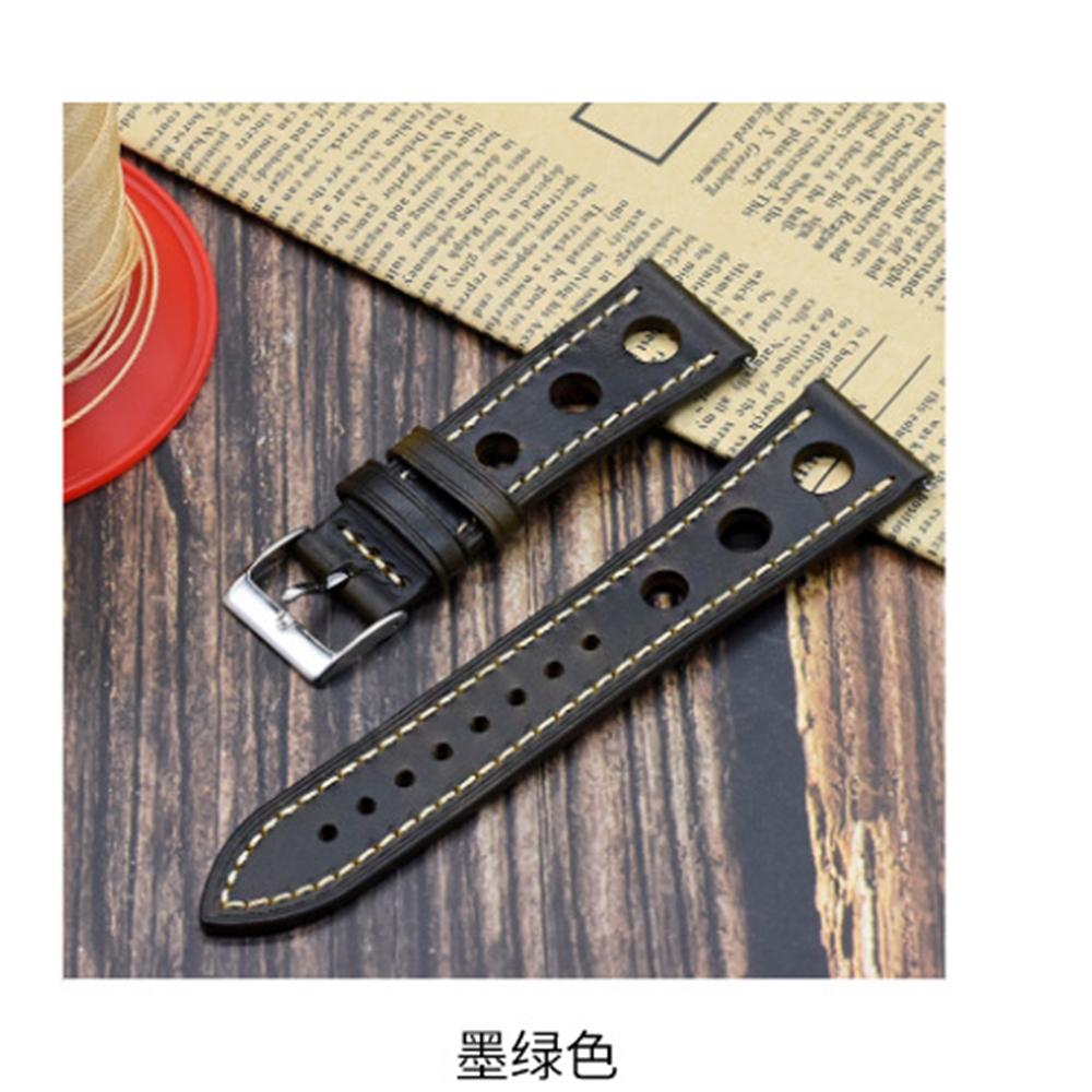 High Quality Oil Wax Cowhide Watchbands 22mm 24mm Genuine Leather Watch Band Strap Belt Ventilated Design Men's Ultra-Thin Brace
