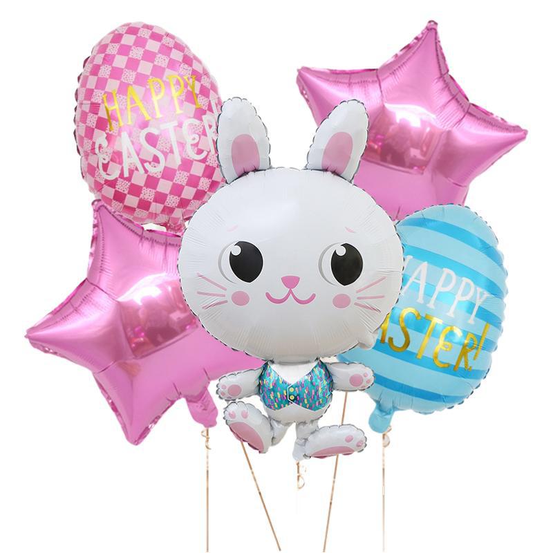 Easter Balloon Wreath Arched Rabbit Theme Party Background Arrangement Scene Decoration Colorful Latex Cross