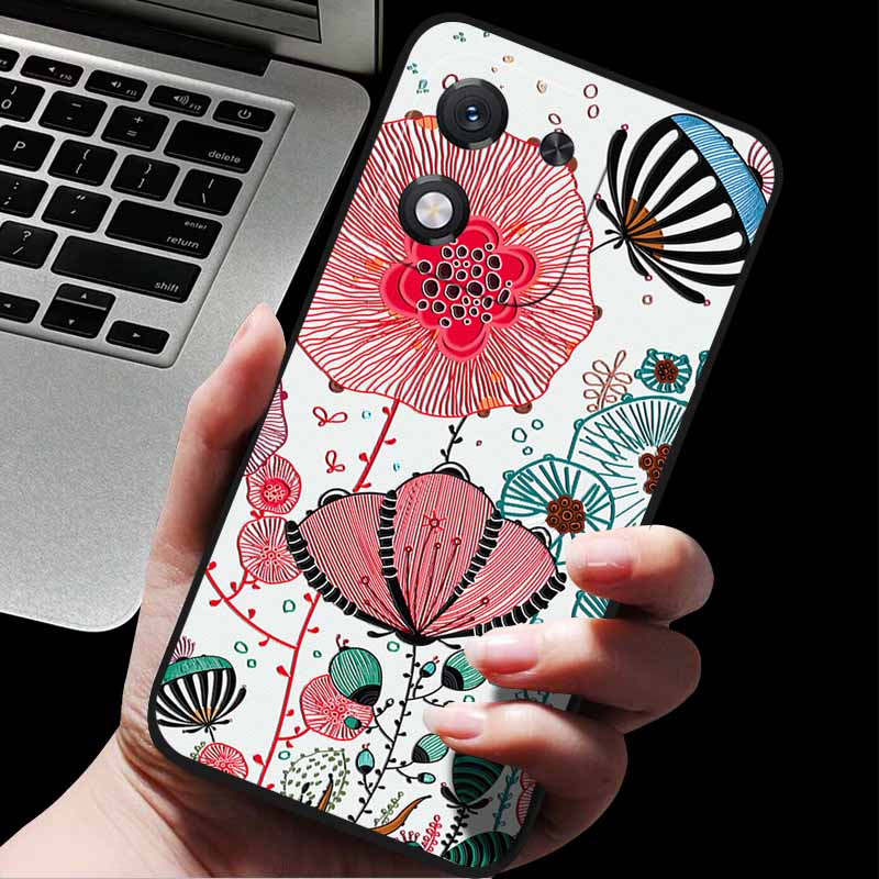 For Honor X70i 5G ABR-AN00 3D Relief Flower Emboss Soft Silicone Back Cover For Honor X70i X70i 5G Relief Emboss Case Honor X70i