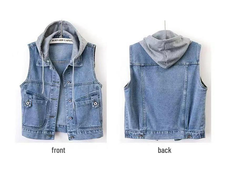 Damen Slim Denim Weste, Vielseitige Ärmellose Jacke mit Revers für Frühling/Herbst 2025