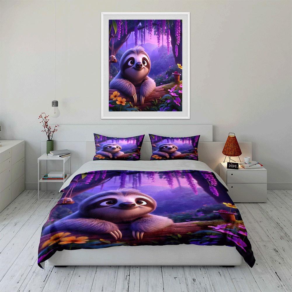 "Relaxing Sloth Nature Escape Set" Exquisite three-piece bedding set gift for kids and adults