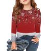 T-shirts à manches longues pour filles pour le jour de Noël, hauts d'automne pour enfants, t-shirts basiques à col rond imprimés