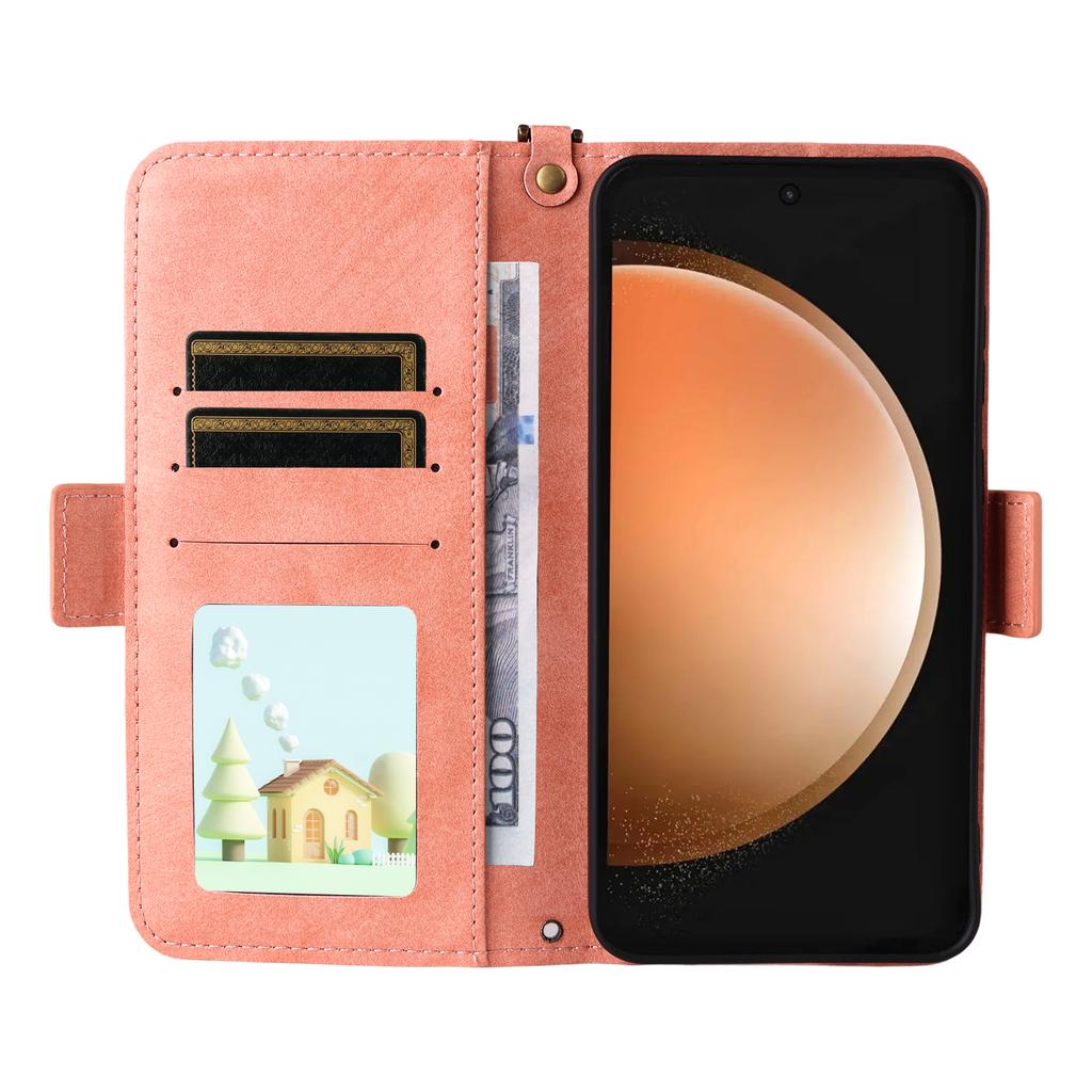 For Samsung Galaxy S25 FE Leather Case Magnetic Closure Wallet Stand Phone Cover with Crossbody Strap