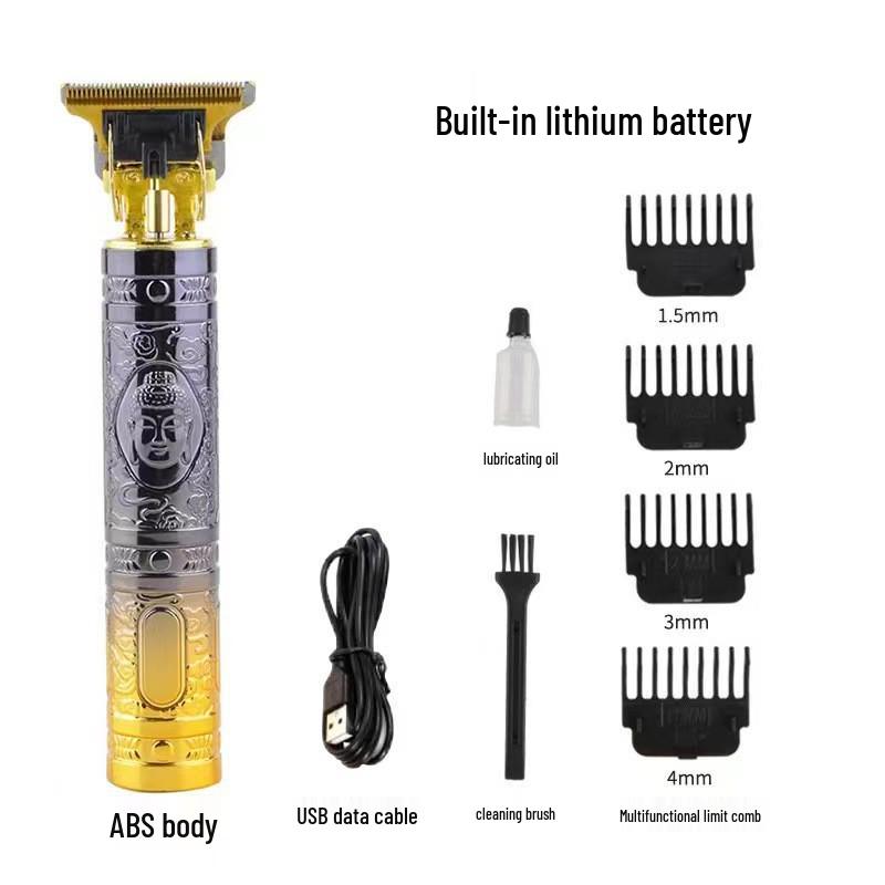 Professional Electric Hair Clipper for Barbers & Home: Precision Carving, Slicked Back Styles, Bald Head Trim.