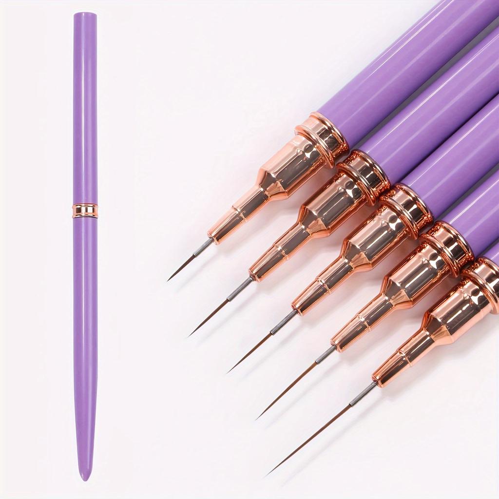 5PCS Nail Art Liner Brushes Set Elongated Gel Polish Painting Lines Striping Drawing Nail Design Pen Professional Manicure Tool