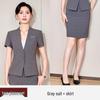Women's Blue Short-Sleeve Professional Suit Set for Hotel Manager or Receptionist - Spring/Summer Formal Workwear