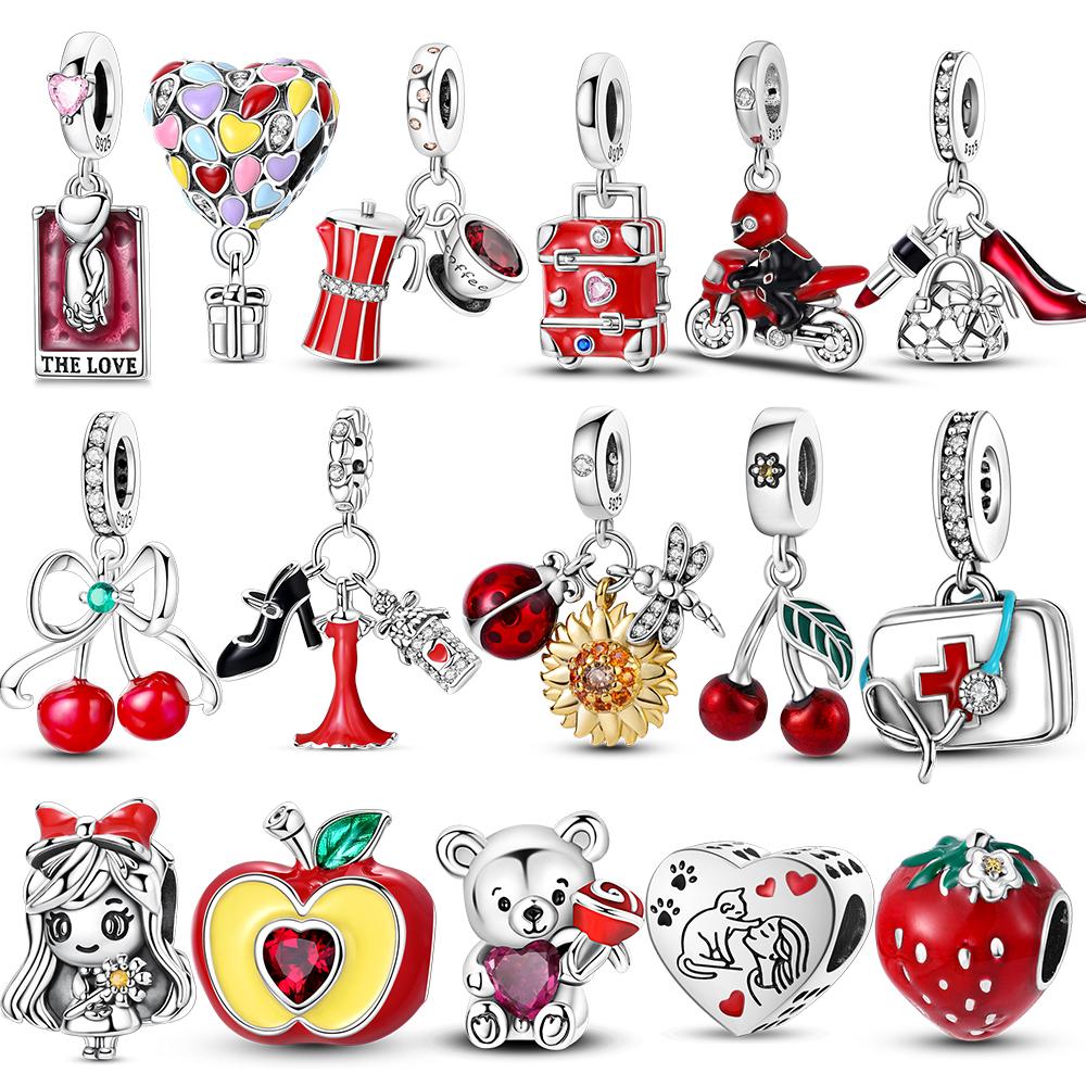Copper Red Color Strawberry Pendant Charm Bead Charms Bead Charms Jewellery Compatible With Authentic Bracelets Ideal For Women Do It Yourself Gift Pa