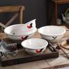 Vintage Ceramic Rooster Soup & Noodle Bowl - Large Farmhouse-style Tableware for Hotels & Restaurants