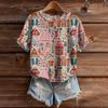 Women's Cute Sweater Knitted Fashion Casual Round-neck Short-sleeved  Cozy Print Top