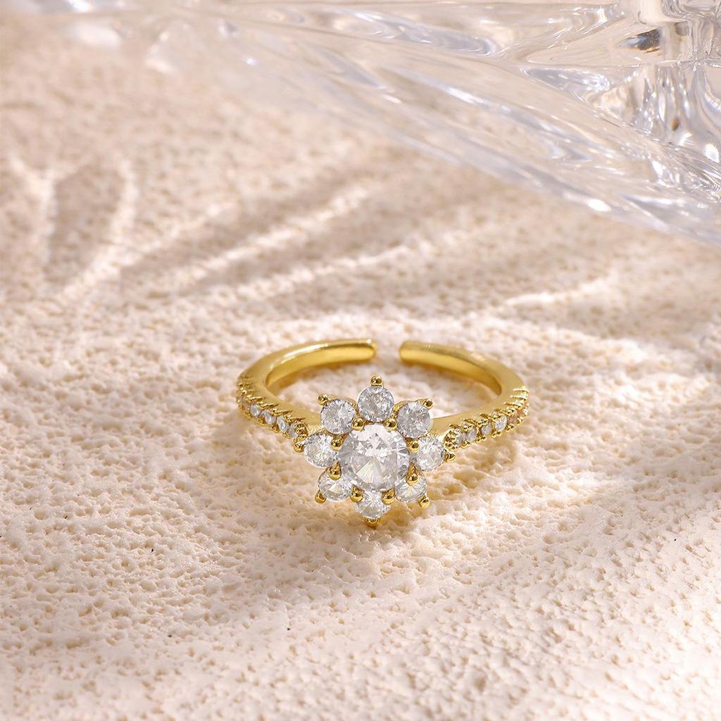 European & American Luxury Zircon Open Ring - Unique Design for Women