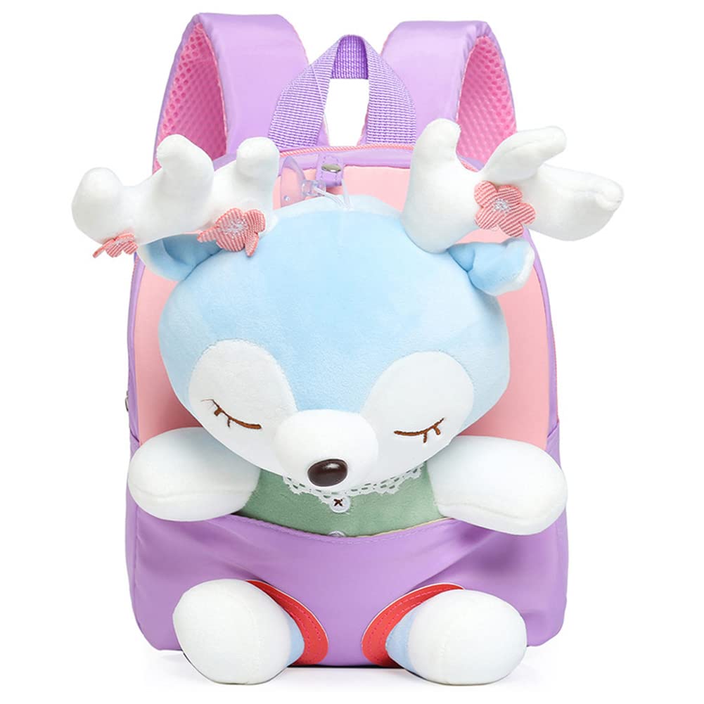 Suitcase Company GPT Kids Backpack with Plush Baby Cute Animal Design for Boys and Perfect for and Deer Purple Toy, Backpack, Girls, Outings, Daycare,