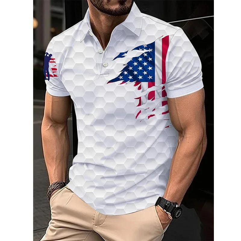3D Printed Design Men's Short-sleeved Polo Shirt Cross-border Best-selling Comfortable Polyester Fiber Suitable for Summer Wear