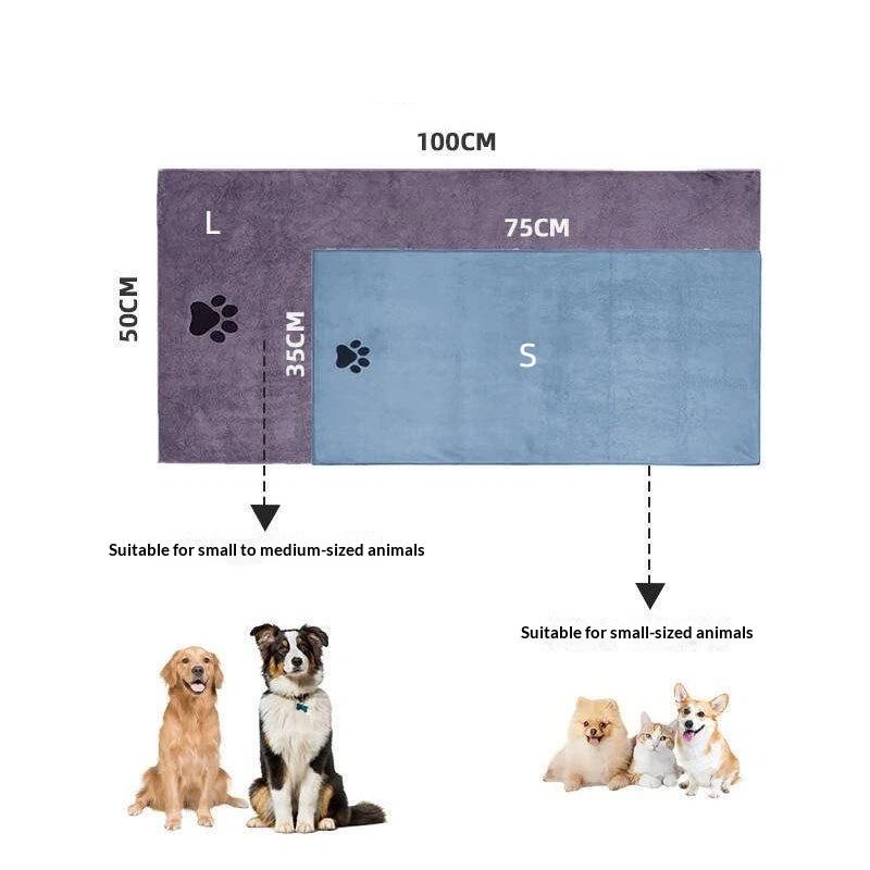 35*75 50*100Cm Microfiber Pet Bath Towel Embroidered Super Soft Absorbent For Cats Dogs Grooming
