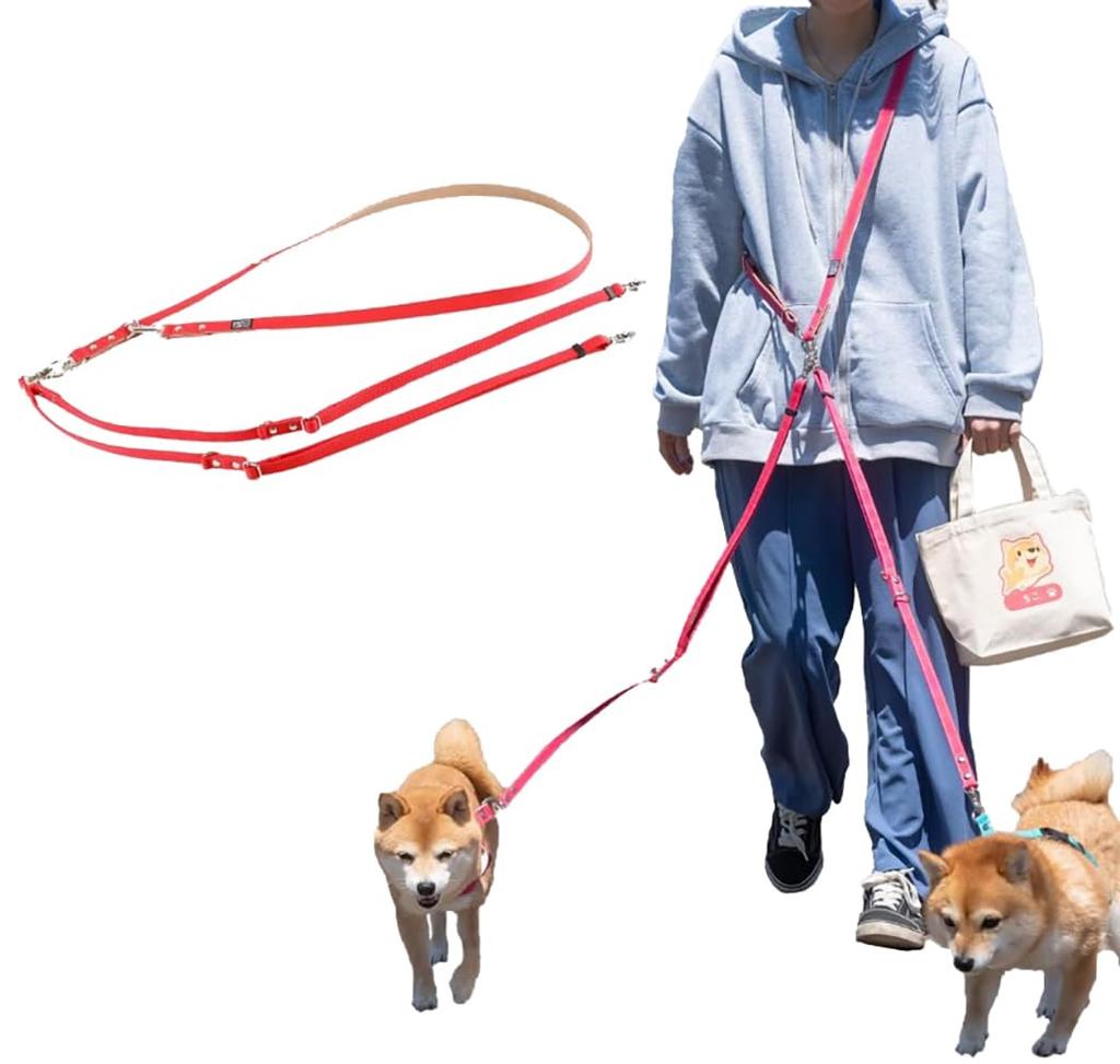 Shoulder lead for two for medium and small for multiple for Shiba made in Teruberu Dog Collar Shop dogs, tangle-free, dogs, dogs, shoulder-mounted,