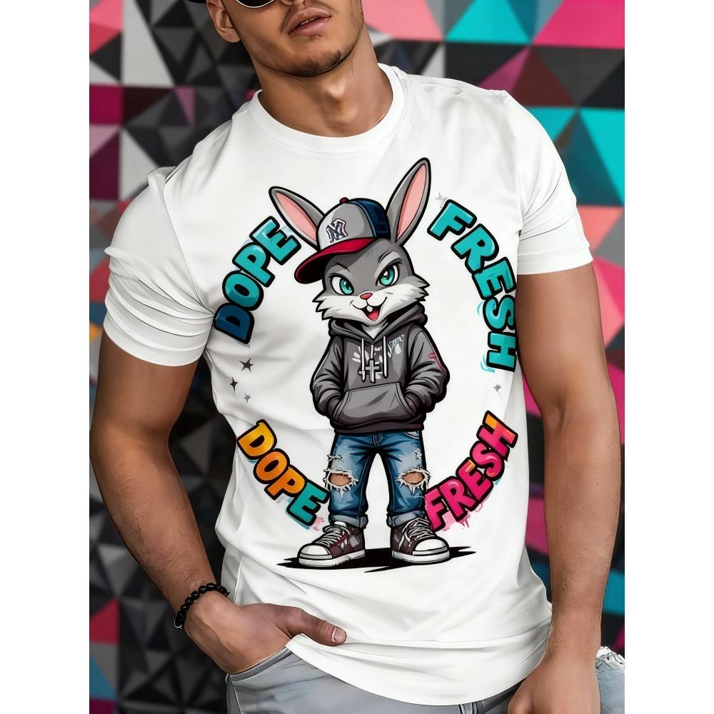 Cartoon Animal Print Men's T-Shirts Funny 3D Wolf Pattern Oversized Short Sleeve Streetwear Casual O-neck T-Shirts