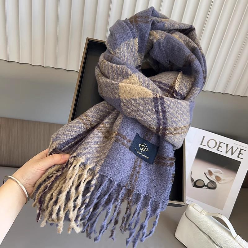 

Кораллово-розовый клетчатый шарф мечты для женщин - Корейский стиль Высокий класс Осень Зима Ретро Грелка для шеи Шаль Above 175 cm лиловый/фиолетовый