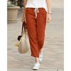 Pantaloni casual da donna in cotone moda moda con coulisse vita elastica allentata pantaloni di lino taglie forti Y2K pantaloni da donna eleganti con fondo nero 695