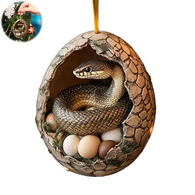 Weihnachtsornament Holz Acryl Ei Weihnachtsbaumschmuck 2d Huhn Ente Schildkröte Eierschale Bauernhof Dekorationen Feiertag