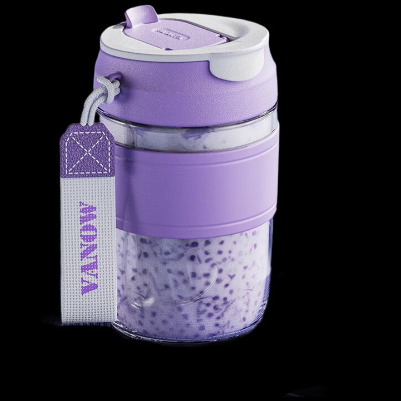 Vanow VO-UV45-B Portable Glass Water Bottle with Straw