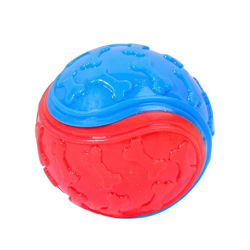 Pet Toy - Two-color Bone Imprint C-shaped Ball Sound-producing Ball - Durable and Chewable Toy for Puppies - Small Dog Toy Ball