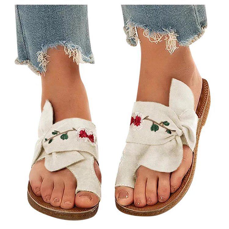 Plus Size Korean Style Non-Slip Flat Bow Beach Slippers for Women - New Summer Arrival