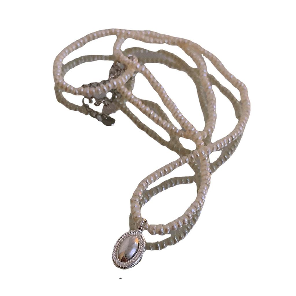 S925 Sterling Silber Koreanische Ausgabe Geometrische Perle Halskette Licht Luxus Kleine Weibliche Sommer Sinn Für Design INS Kühlen Stil
