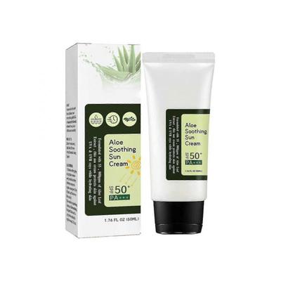 Přírodní opalovací krém s aloe vera SPF50+ - Zklidňující opalovací krém s aloe, Lehký voděodolný opalovací krém pro prevenci poškození pokožky ultrafialovým zářením