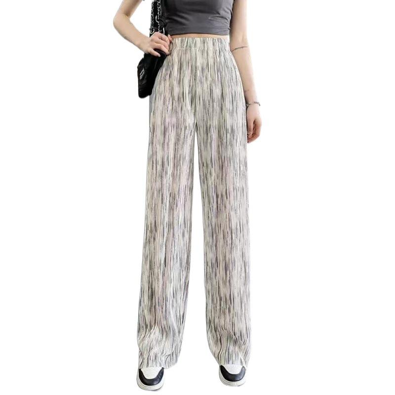 Eis Seide Tie-Dye High-Waist Weite Hosen - Damen Sommer Lässig Lockerer Schnitt