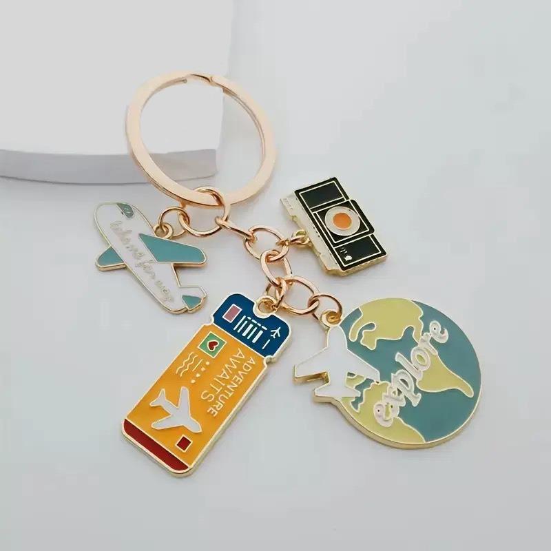 Cherry Blossom Keychain Cute Sweet Metal Pendant Accessories Airplane Kitten Alloy Pendant Fun