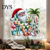 Outdoor Holiday Store Window Art Summer Christmas Static Cling, Beach Santa Claus Glass Sticker, Large Floor To Ceiling Decor Waterproof PVC