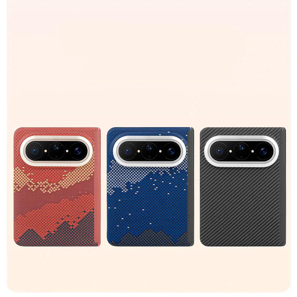 Kit Genuine Aramid Carbon Fiber for Magsafe Case for Huawei Pura X Max Matte Hard Magnetic Hinge Armor Back Cover Front Frame