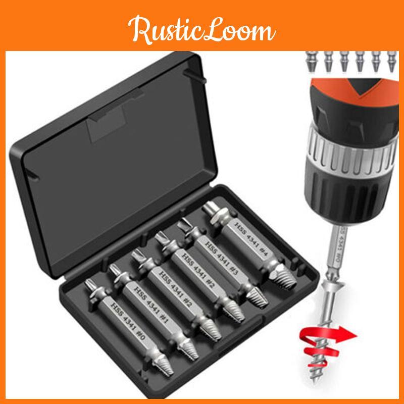 Versatile 6-piece Screw Extractor Remover Set For Quick And Easy Stripped Screw Solutions