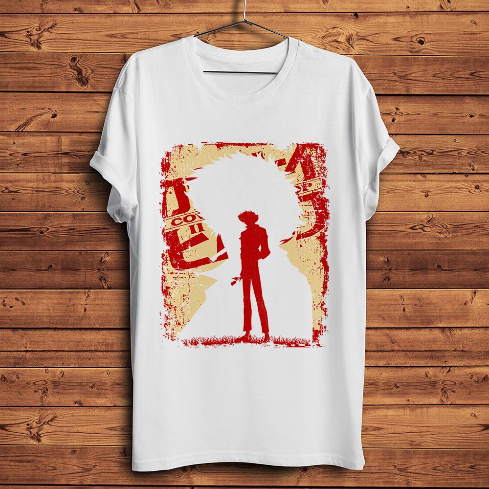 Bounty Hunter Cowboy Space Bebop Spike Spiegel Funny Anime T-Shirt Men White Short Casual Funny T Shirt Unisex Streetwear