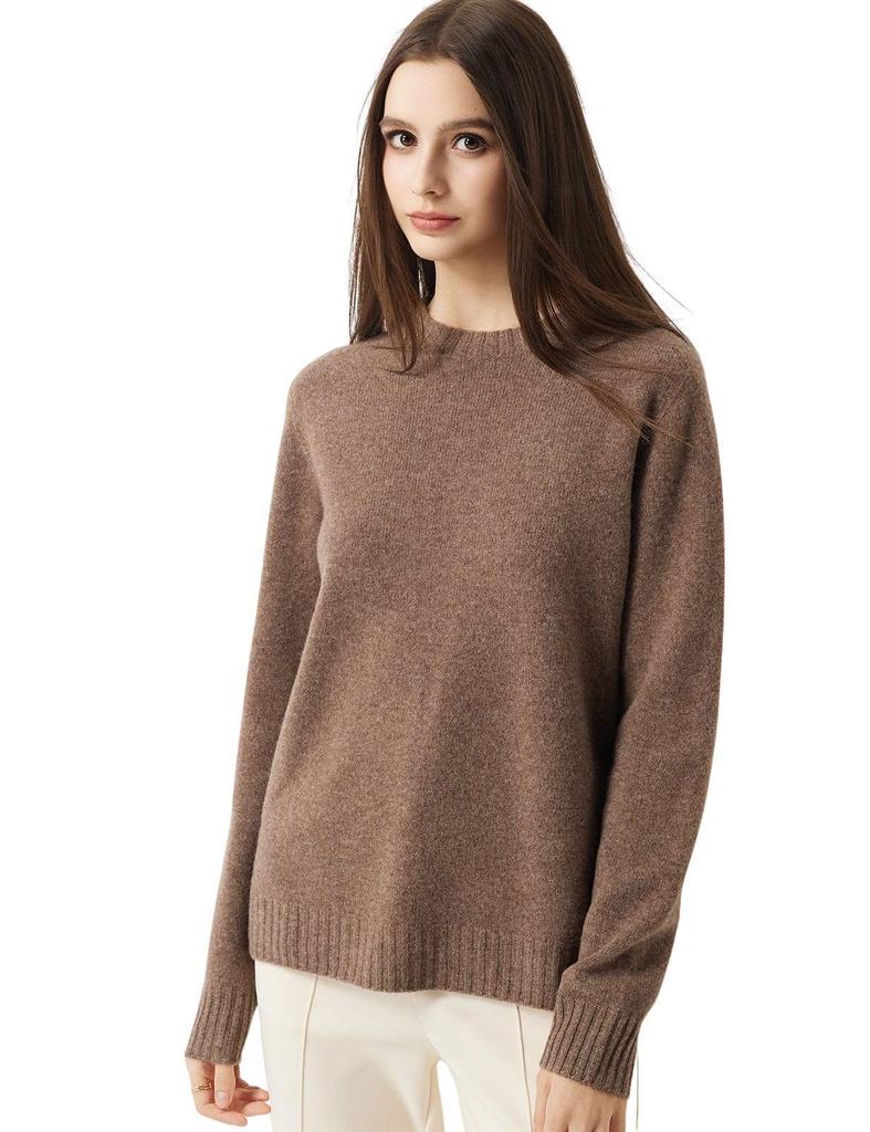 Solid Color Wool Sweater: Seven-Stitch, Long-Sleeve, Warm and Simple Autumn/Winter Commuting Base Layer.
