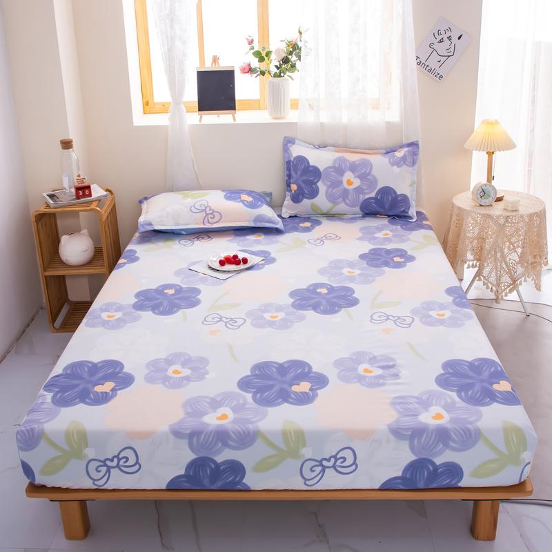 1pc Bed Sheet On Elastic Rainbow Printed Bed Fitted Sheet for Double Bed Single Bed Linen Queen Bottom Sheet(without Pillowcase)