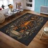 Golden Scorpion Design Rug with Floral Frame Non-slip Rug Suitable for Living Room and Bedroom Sofas
