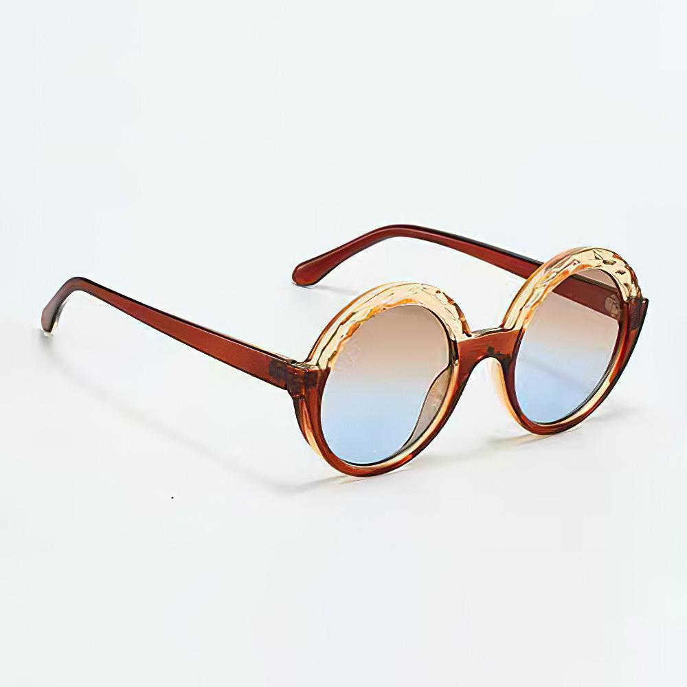 Vintage Sunglasses Women Fashionable Circular Gradient Lens Glasses With Green And Blue Transparent Frame Unique Design