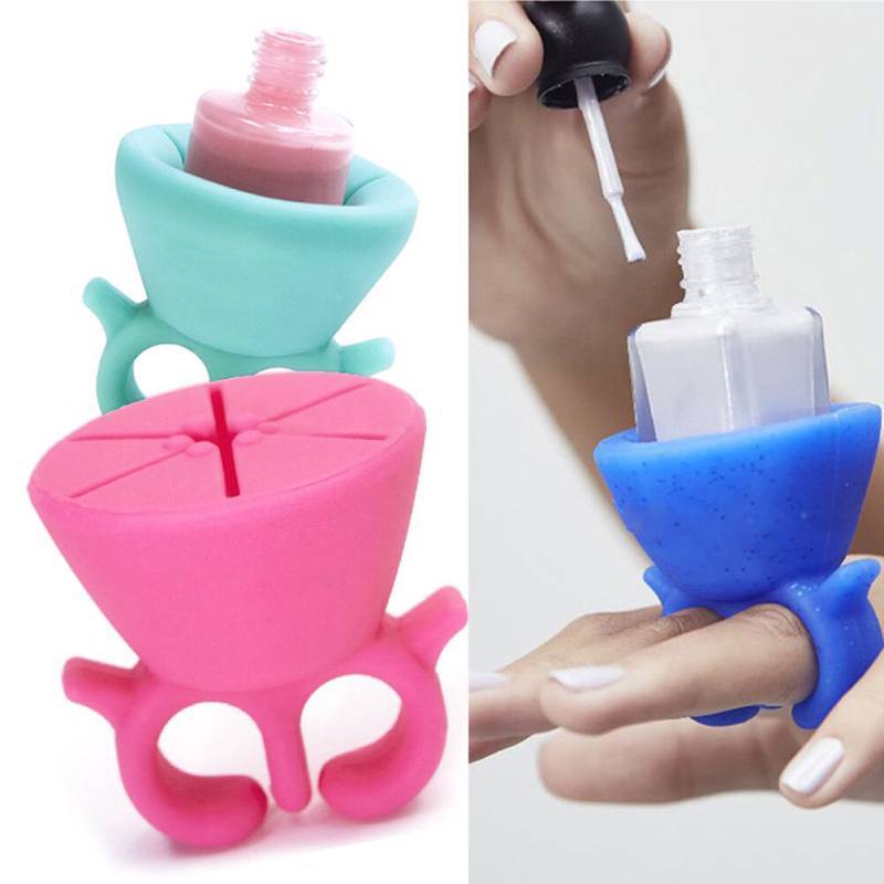 Portable Silicone Nail Polish Container Sleeve With Spillresistant Clamp For Manicurists