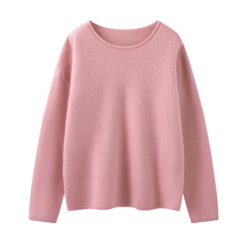 One-Word Neck Sweater Niche Fashion Simple Versatile Design Sense Lazy Wind Pullover Loose Large Version Cashmere Sweater Women