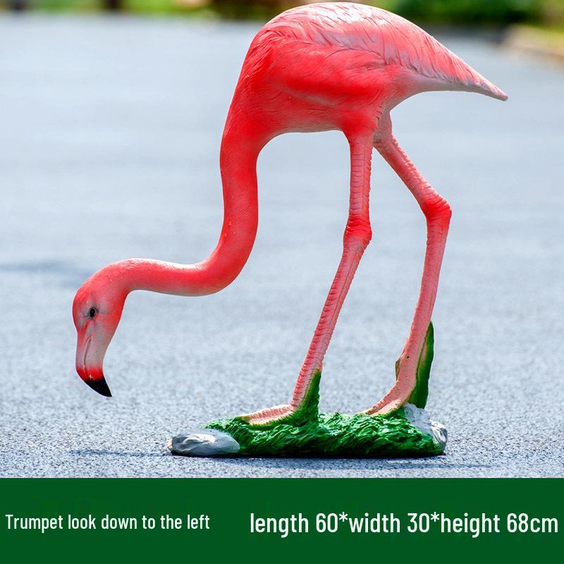 Fiberglass Flamingo Sculpture for Garden and Pond Decorations
