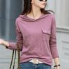 2026 Spring and Autumn Women's Pure Cotton Loose Hooded Long Sleeve T-Shirt, Comfortable Casual Top