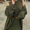 Autumn 2023 European & American Fashion Knitted Long Dress Set for Women