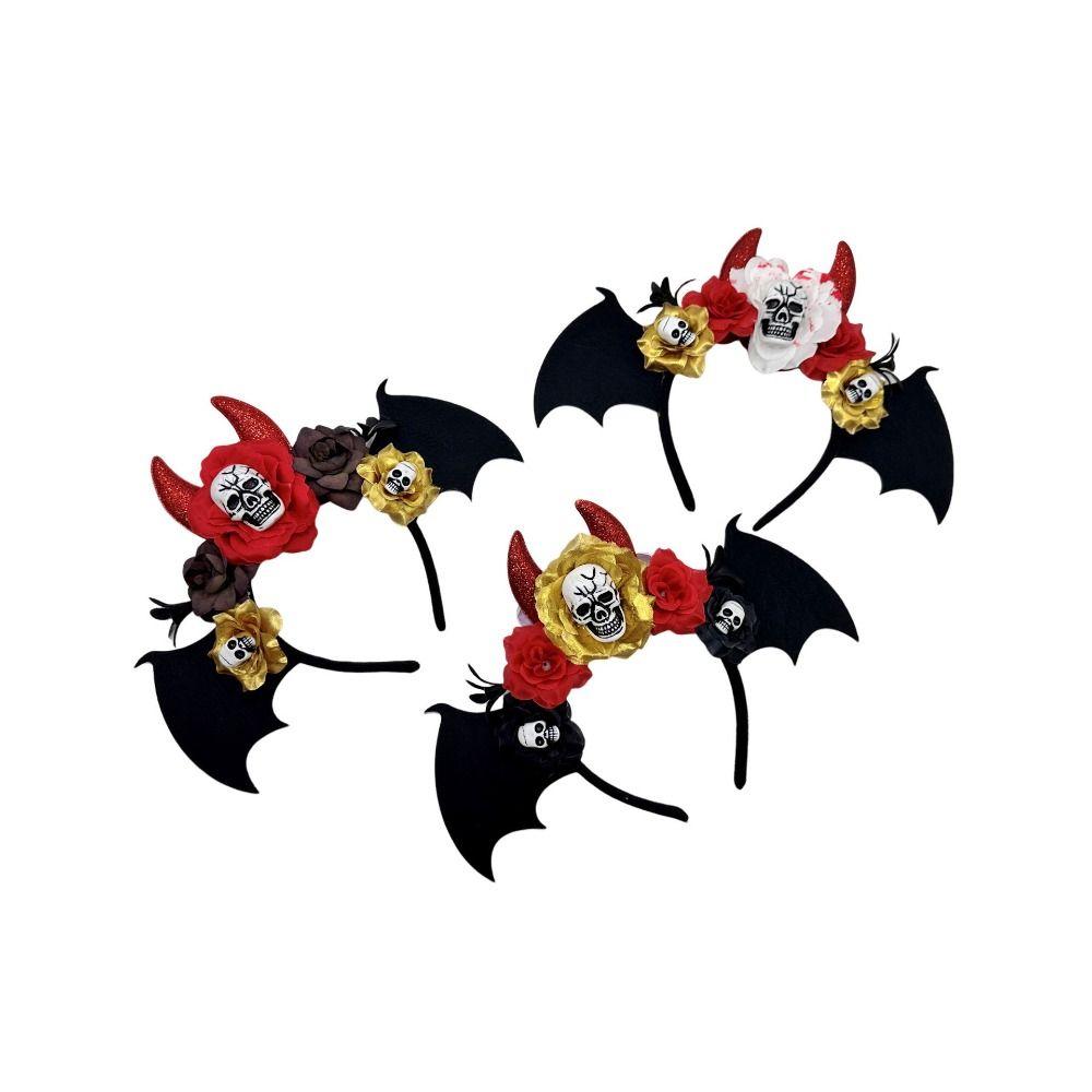 Gothic Halloween Skull Headband Dark Day of The Dead Hairband Skull Head Hair Hoop  Party