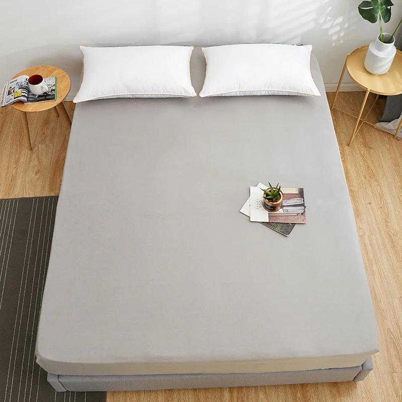 High Quality Fitted Sheet Multiple Colors Super Soft and Breathable Mattress Covers Protector Sofa Cover Single/Double Bed Sheet Solid Color Bed Cover