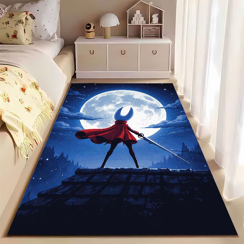 Warrior Silhouette Under Moon Suitable As a Non-slip Mat for the Living Room or Bedroom Sofa