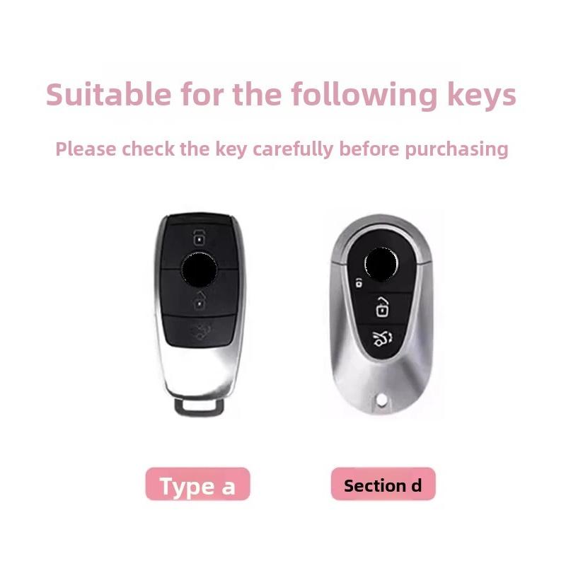 For Mercedes Benz Key Fob Cover, Bling Gold/Silver White Tpu Key Case With Keychain, Car Key Protector For C/E/S Class, Glc/Gle