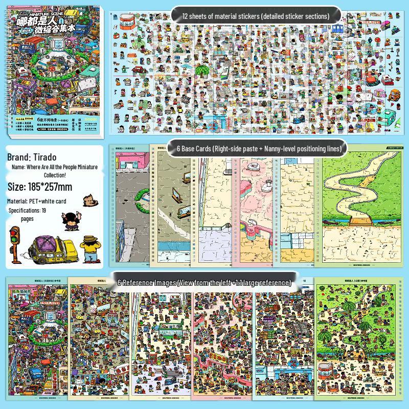 Tirado Miniature Scene Sticker Book 9.0: Fun 3D Cartoon Landscape & House Stickers